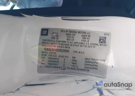 2012 Chevrolet Tahoe Lt from USA, damaged, VIN 1GNSKBE05CR229658